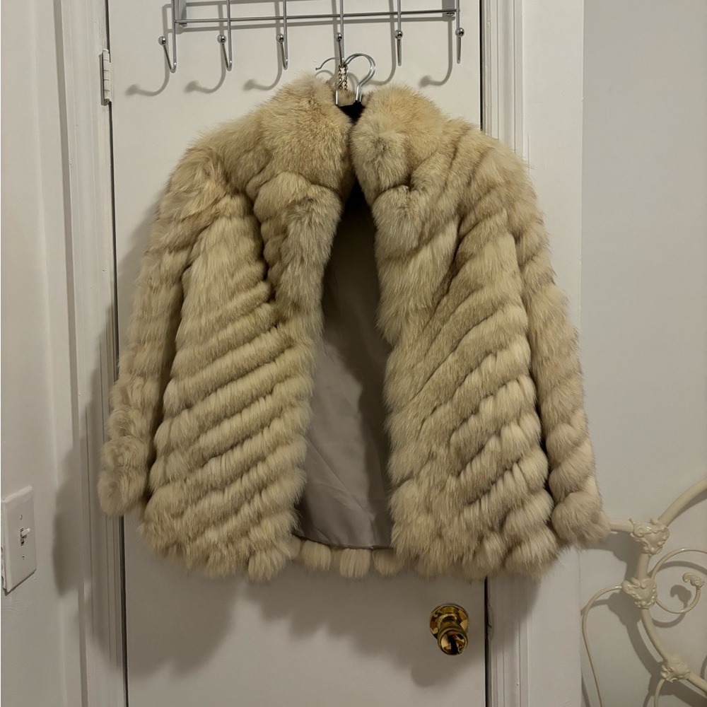 genuine white fox fur coat